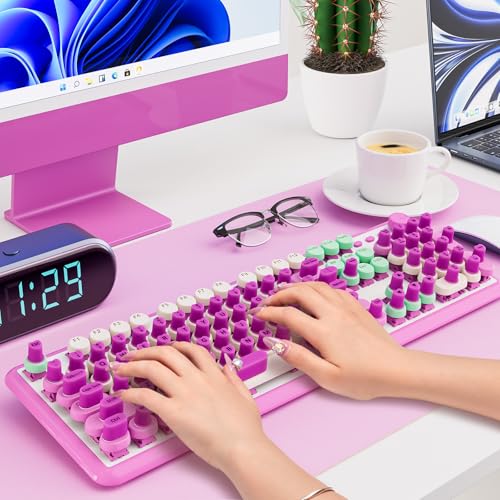 Udefineit 91PCS Raised Keyboard Stickers for Long Nails, Soft Silicone Long Nails Keyboard Cover, Self-Adhesive Nails Art Typing Keycaps, Keyboards Bubbles for Office Desktops PC Laptops - Purple - color: 91PCS - Purple