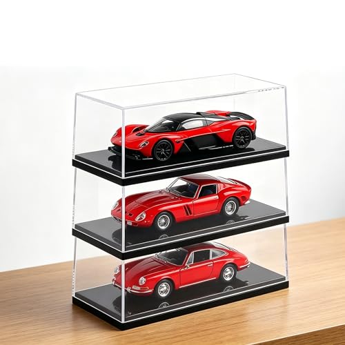 Model Car Display Case for 1:32 Scale Diecast Cars, Clear Acrylic Stackable Showcase Box for Toys & Memorabilia, Dustproof Collector Storage with Black Base, 8 x 3.7 x 3.7 Inch - size: 8 x 3.7 x 3.7 inch