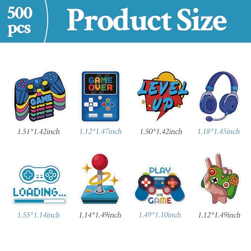500 Pcs Video Game Stickers Roll Self Adhesive Waterproof Gamer Stickers for Birthday Party Decorations Supplies Favors Laptop Water Bottle Luggage Phone Case Guitar DIY Crafts - color: Video Game Stickers Roll