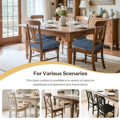 Indoor Kitchen Chair Cushions Set of 4 18"X16.5"X3" Soft Anti Slip Dining Chair Pads Tufted Kitchen Seat Cushion with Ties, Light Blue - color: Light Blue