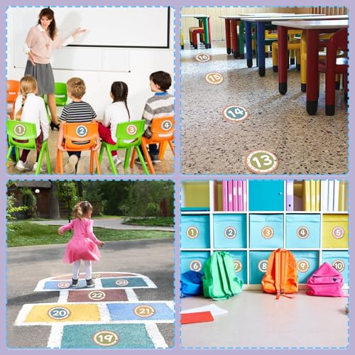 Line Up Spots Stickers for Classroom Floor, Boho Number Stickers | 36pcs Lining Up Number Decals for Classroom Waterproof Number Markers for Preschool Kindergarten Elementary Teacher Must Have