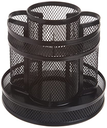 Rolodex Desk Organizer Rotating Office Supply Caddy Mesh Black (6.5" x 6.5" x 6.25") (Pack of 8) - size: 6.5" (Pack of 8)