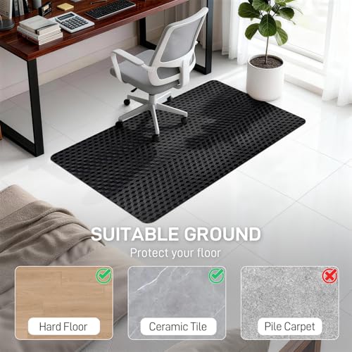 Winado Office Chair Mat, 36 x 48 in, Black 3D Textured Hard Floor Protector | 3D textured black mat protects hard floors from caster wear; smooth glide surface for office, desk, and gaming chairs - size: 36"x48"(for hard floors)