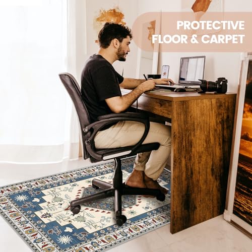 Office Chair Mat for Hardwood Floor, Anti Slip Hi-Q Desk Chair Mat for Hardwood & Low-Carpeted Floors, Easy to Clean Computer Floor Mat Protector Rug for Gaming Rolling Chair on Hard Wood Floors - color: F, size: 48" x 36"