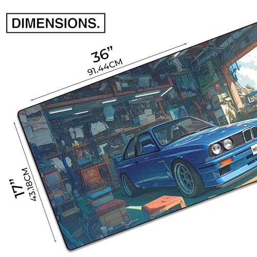 MPCO. Original Large Gaming Desk Mat – 36" x 17" Duraglyde Manga Motors Benjis-BMW Full Desk Mouse Pad for Smooth Precision – Non-Slip, Washable Extra-Large PC Mouse Pad for Gaming Sessions - color: DuraGlyde Benjis-BMW
