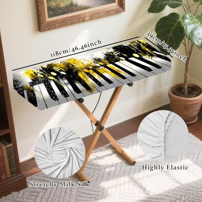 Nuxovilar Stretchy 88 Keys Keyboard Piano Dust Cover, Dust - Proof Elastic Milk Silk with Ink - Splashed Black & White Keys Art for Digital Pianos - color: WP99297-A