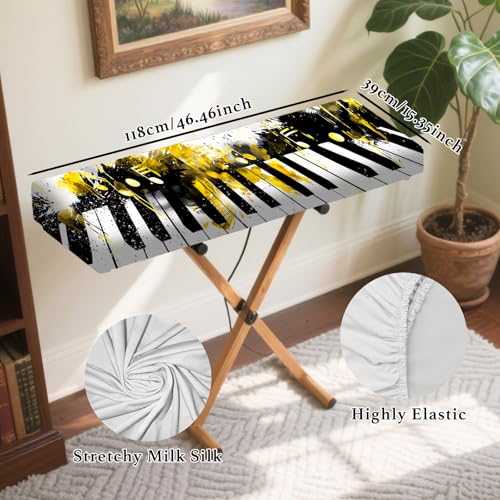 Nuxovilar Stretchy 88 Keys Keyboard Piano Dust Cover, Dust - Proof Elastic Milk Silk with Ink - Splashed Black & White Keys Art for Digital Pianos - color: WP99297-A