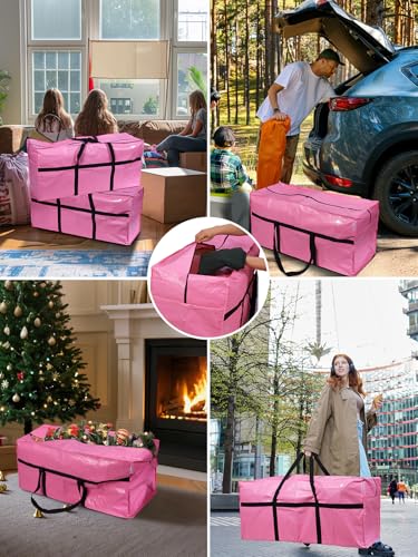 WORKPRO 1-Pack 66 Gallon Extra Large Moving Bags with Zippers & Carry Handles, Heavy-Duty Storage Totes, 45" x 16" x 22", Holds Up to 110 lbs, for Moving, Dorm Move-In & Storage Organization, Pink - style: 1 Pack