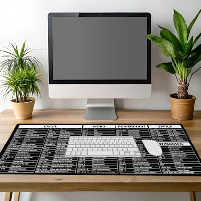 CounterArt Black & White Large Waterproof Desk Protector with Office Windows Function Cheat Sheet 32” x 16” Made in The USA Desk Mat Office Mat Large Mouse Pad - color: Black & White