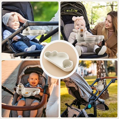 Li & Zhao Universal Stroller Snack Tray Attachment - Universal Snack Tray for Cloud Cup Holder Tray Plastic Accessories for Baby,Toddler(Beige) - color: B-Beige