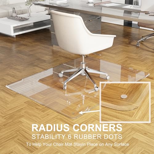 MESAILUP Beveled Edge Office Chair Mat for Carpet or Hardwood Floor 42" x 42" Clear Chair Mats for a Smooth Glide and Easy Roll On/Off, Heavy Duty and Non-Slip Pad Floor Ultimate Desk Chair Mat - color: Clear, size: 42" x 42"