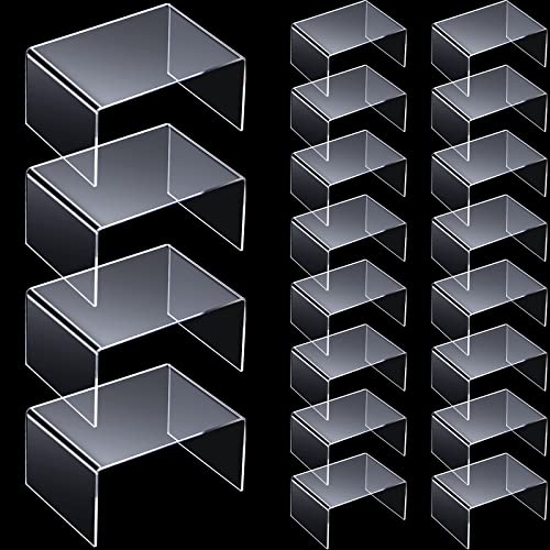 Taiyin 24 Pieces Acrylic Risers for Display Clear Acrylic Stand Shelf Display Risers for Collectibles Tabletop for Jewels Cupcakes Tea Sets Small Toys Arts Crafts and Candy (4 x 3 x 2 Inch)