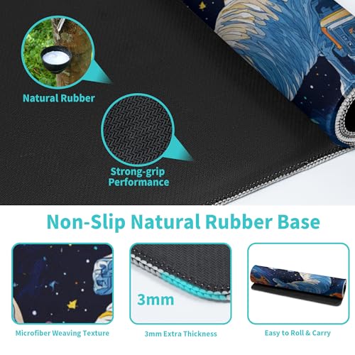 Astronaut Gaming Mouse Pad Abstract Sky Mouse Pad 31.5x11.8 Inch Texture Non-Slip Rubber Base Large Mousepad Stitched Edges Keyboard Mouse Mat Desk Pad for Office and Home - color: Astronaut