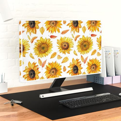 Sun Flowers Waterproof 32 Inch TV Dust Cover Anti-Static Dustproof Protective Rustic Floral Farmhouse Style LCD LED Dust Cover Protective Screen 32 Inch TV，Yellow Flower Design - color: yellow, size: 32 Inch