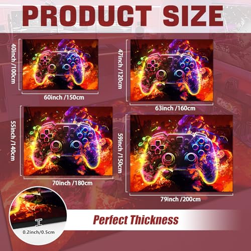 Gaming Area Rug Teen Boys Carpet, Colorful Gamepad Background Game Controller Design for Game Room, Boys Girls Bedroom Playroom, Living Room (Burning Ruins, 79" x 59") - color: Burning Ruins, size: 4'11" x 6'7" (Rectangular)