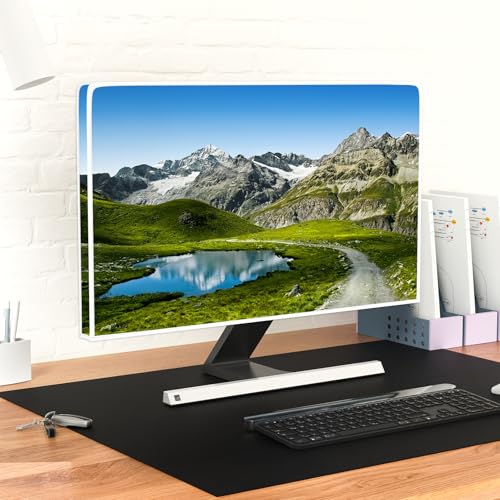 Nature Scenery Waterproof 22, 23, 24, 25 Inch Anti-Static Dustproof LCD/LED/HD Blue Sky Lake Mountains Road Dust Cover 24 Inch Anti-Static Dustproof Protective Computer Monitor Cover - color: green, size: 22-25 Inch