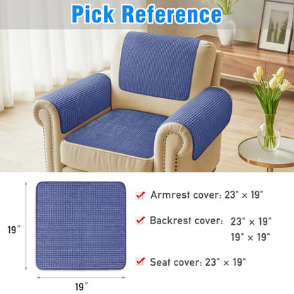 Couch Arm Covers, Sofa Arm Covers, Waterproof Armrest Cover for Sofa, Armchair, Loveseat, Headrest Cover, Non-Slip Recliner Arm Cover, Arm Chair Covers Set of 2 (Navy Blue, 19"×19") - color: Navy Blue, size: 19" x 19" - 2 pcs