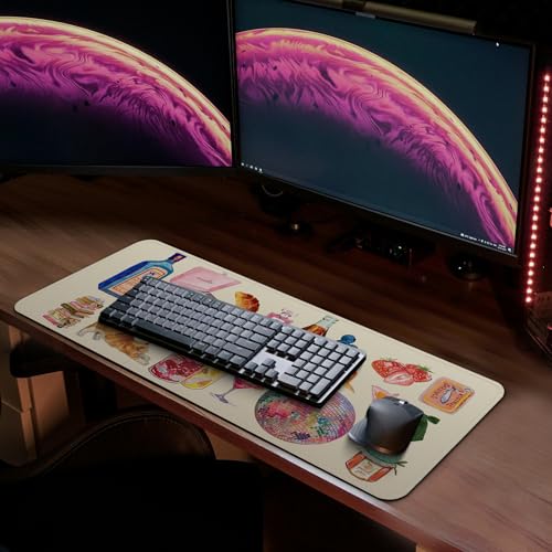 MAY FLOWER Gaming Mouse pad, Large Laptop Mousepad, Full Keyboard Mat, Long Computer Mouse Mat for Home and Office, Anti-Slip Rubber Base, 31.5 x 11.8 Inches (Cozy Stickers) - color: Cozy Stickers