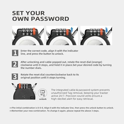 Lockable Holder with 3-Digit Combination Lock, Metal Case Compatible with, Anti-Theft Tracker Lock for Luggage, Suitcase (Black (4 Pack)) - color: Black (4 Pack)