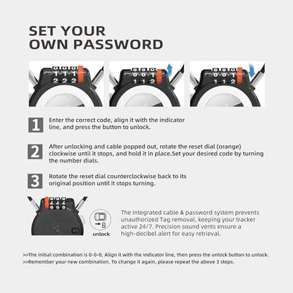 Lockable Holder with 3-Digit Combination Lock, Metal Case Compatible with, Anti-Theft Tracker Lock for Luggage, Suitcase (Black (4 Pack)) - color: Black (4 Pack)