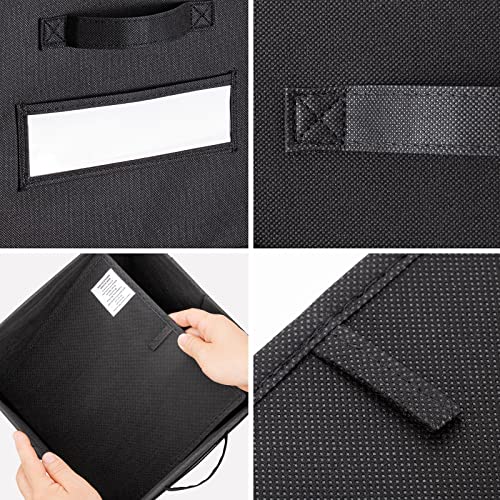 11 Inch Storage Cube,Storage bin,cube storage (Set of 10) Foldable Fabric Cube Storage Bins with 10 Labels Window Cards & a Pen,Baskets Containers for Shelves,Closet Organizers Box,Black - color: Black, size: 11"