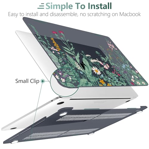 DONGKE Compatible with MacBook Pro 13 inch Case 2024 2023-2020 Release A2338 M2/M1 A2251 A2289 with Retina Display & Touch ID, Plastic Hard Shell & Keyboard Cover & Screen Film - Beautiful Wildflowers - color: Beautiful Wildflowers