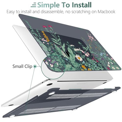 DONGKE Compatible with MacBook Pro 13 inch Case 2024 2023-2020 Release A2338 M2/M1 A2251 A2289 with Retina Display & Touch ID, Plastic Hard Shell & Keyboard Cover & Screen Film - Beautiful Wildflowers - color: Beautiful Wildflowers