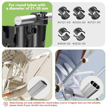 KDD Stroller Cup Holder with Phone Holder, 3-in-1 Removable Bottle Holder, 360 Degrees Rotation Drink Holder for Wheelchair, Stroller, Bike, Walker, Scooter, Bicycle, Uppababy, Bugaboo, Britax