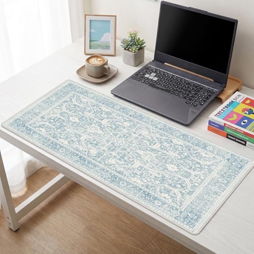 Baziabbo Blue Desk Mat,XXL Extended Large Mouse Pad,Gaming Mousepad with Stitched Edge,Non-Slip Rubber Base Keyboard Desk Pad for Home Office Study Game (Blue-B) - color: Blue-b