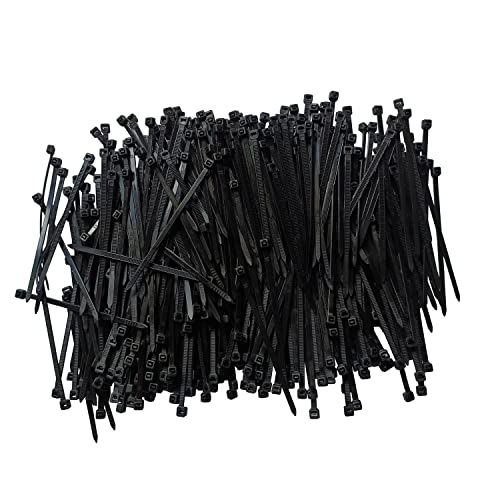 Zip Ties 4 inch 1000 pcs Cable Zip Ties with 18 Pounds Tensile Strength, Black Cable Ties, Self-Locking Nylon Tie Wraps for Indoor and Outdoor (4 inch 1000 pcs, Black) - color: Black, size: 4 inch 1000 pcs