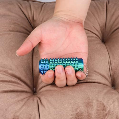 Little Ouchies Pain Stim Fidget Toy, 3D Printed Pocket Spiky Keychain with Clicker Button Spinner Sensory Toys for Anxiety Focus & Stress Reduction Novelty Gifts (Rotate Blue/Green) - color: Rotate Blue/Green