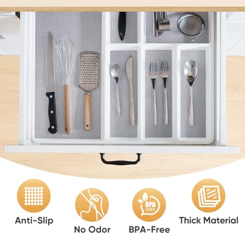 BALEINE Cabinet Liner, 24 in x 20 Ft Drawer and Shelf Liner for Kitchen Cabinets Non-Adhesive, Non-Slip Protect Desks, Cupboard, Drawers, Shelves, Tableware (Gray) - color: Gray, size: 24"W x 240"L