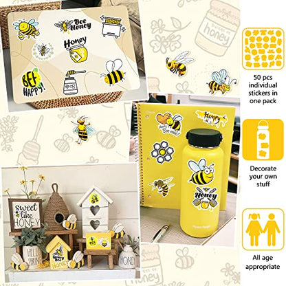 DETICKERS Cute Bee Party Favor Stickers for Kids 50 PCS Honey Bee Water Bottle Stickers Waterproof Vinyl Classroom Rewards Gifts for Kids - style: Bee
