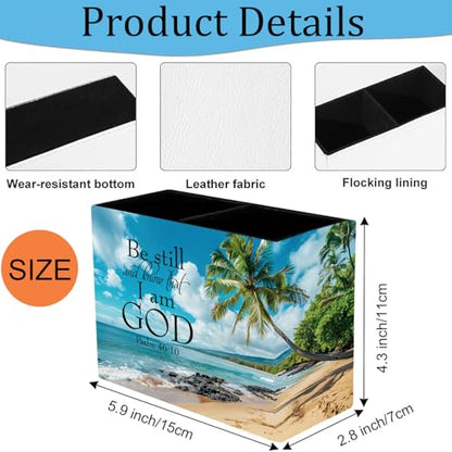 Pen Holder and Anti-Slip Mouse Pad Combination, Makeup Brush Storage Box, Tableware Storage Box, Suitable for Office and Home - Beaches and Palm trees - color: Beaches and Palm trees