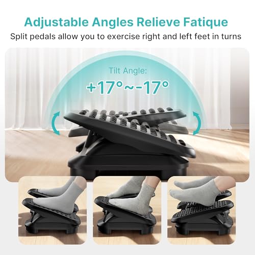 PEGZONE Foot Rest Under Desk with Massage Texture and Roller, Ergonomic Foot Stool with 2 Height Position, Adjustable Foot Rest for Under Desk at Work, Black