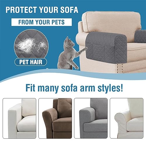 H.VERSAILTEX Couch Arm Covers Water Resistant Armrest Covers for Sofa Remote Control Holder Sofa Armrest Organizer for Magazine, Tablet, Phone, iPad(Set of 2, Gray/Beige) - color: Single Diamond-gray/Beige