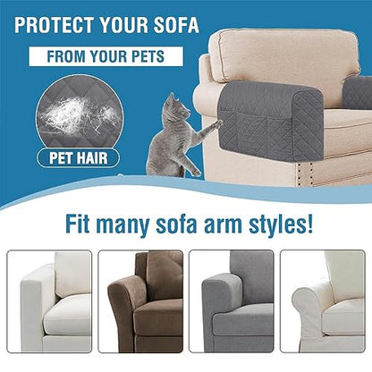 H.VERSAILTEX Couch Arm Covers Water Resistant Armrest Covers for Sofa Remote Control Holder Sofa Armrest Organizer for Magazine, Tablet, Phone, iPad(Set of 2, Gray/Beige) - color: Single Diamond-gray/Beige