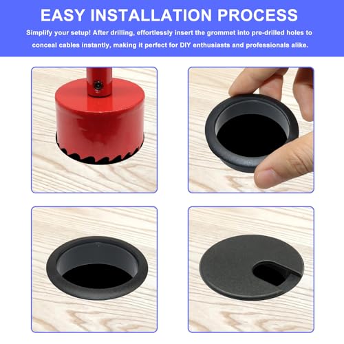 12PCS Desk Grommet,1-3/8Inch(35mm) Cable Grommet Hole Cover with Hole Saw,Ideal Solution for Office Home Table Cable Management Workers - size: 1-3/8"(35mm)