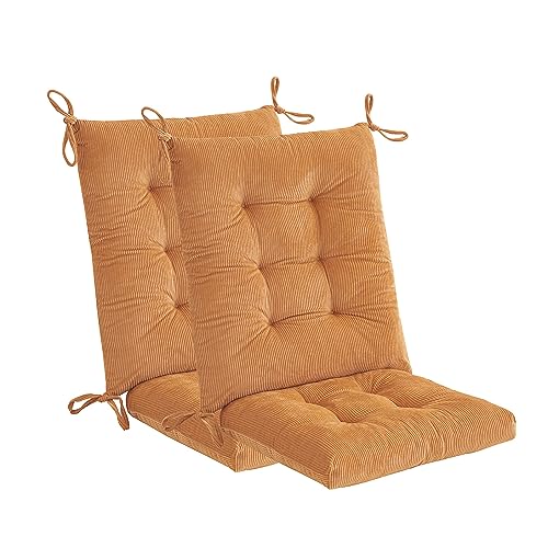 Outdoor Patio Cushion, Rocking Chair Cushion, Tufted Pads, Set of Upper and Lower with Ties Pack of 2 (2 Sets) - Back 20"×17", Seat 17"×17" (Khaki) - color: Khaki