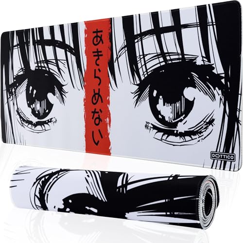 XL (31.5×11.8 in) Manga Eyes Gaming Mouse Pad – Japanese Minimalist Desk Mat with Kanji & Bold Art – Non-Slip, Water-Resistant Surface, Stitched Edges – Anime Red - color: Anime Red, size: 31.5L x 11.8W inches
