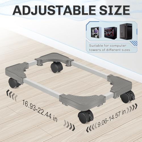 Liitrton Mobile CPU Stand with 4 Locking Casters, Ventilated PC Tower Stand for Floor, Fits Most PC Towers, Office Gamers (Light Grey) - color: Light Grey