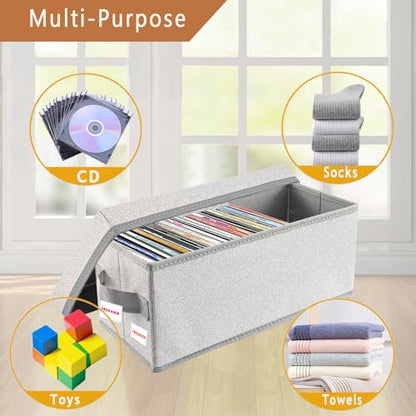 CD/DVD Storage Box Universal, Stackable CD/DVD Organizer with lid, Blu-ray disc Media Holder, Video Game Disk, Album, 4Pack can Hold 180cd / 80dvd Beige - size: 4pack beige