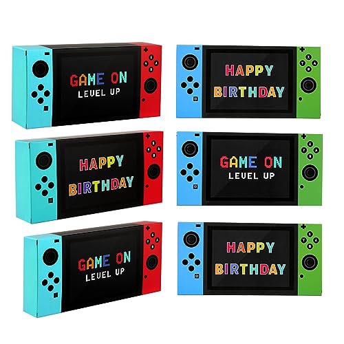 Video Game Party Favor Boxes - 12 PCS Game On Theme Gifts Boxes for Boys Kids Video Game Birthday Party Supplies Goodie Candy Bags Gamer Party Decorations
