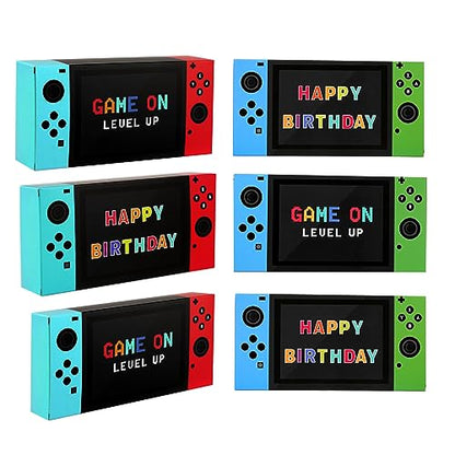 Video Game Party Favor Boxes - 12 PCS Game On Theme Gifts Boxes for Boys Kids Video Game Birthday Party Supplies Goodie Candy Bags Gamer Party Decorations