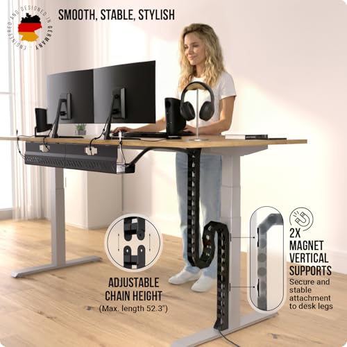 Ultimate Setup Under Desk Cable Management Vertebrae - Perfect for Sit Stand Desk - Wire Management - Adjustable Length - Flexible Cable Spine - Black, 133 cm - color: Black