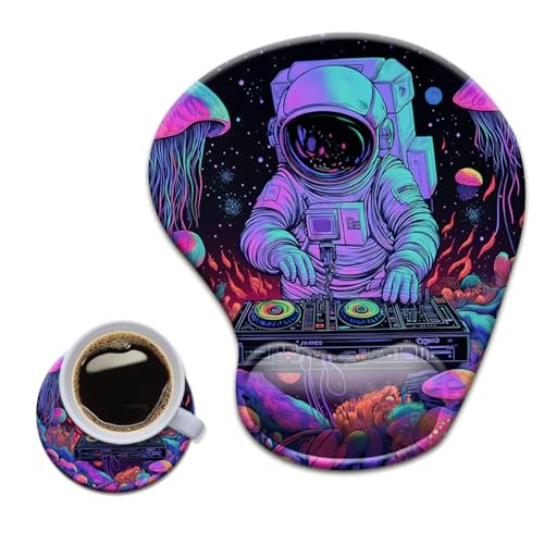 HOPONY Gel Wrist Rest Mouse Pad-Ergonomic Office Mousepad with Wrist Support-Non-Slip,Design Desk Accessories Mat for Home&Game Decor Cool Astronaut - color: Cool Astronaut