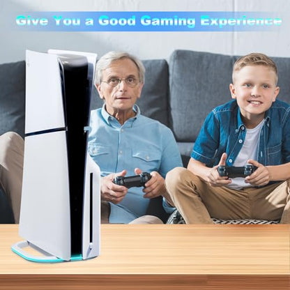 HONCAM Vertical Stand for PS5/PS5 Slim/PlayStation Pro Consoles, PlayStation 5 Vertical Holder with 7 RGB Lights and a Screw,White - color: White
