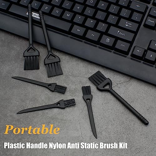 Keyboard Cleaning Brush, 6 Pcs Plastic Handle Nylon Anti Static Brush Kit Fit for Computer Keyboard, Laptop, Phone, Car Interior Detailing Cleaning Tools
