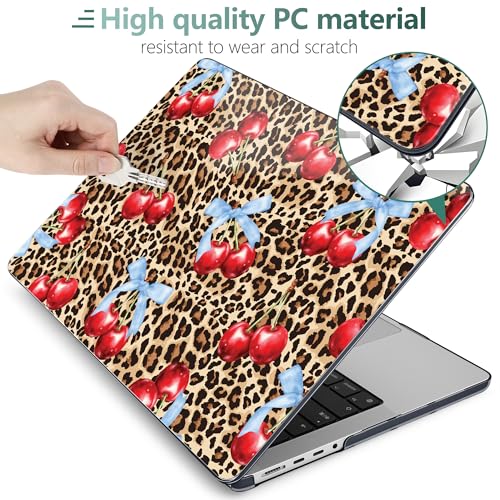 DONGKE Compatible with MacBook Pro 16 Inch Case (2026-2021 Release, M5 M4 M3 M2 M1 Pro/Max Chip), Plastic Hard Shell Cover with Keyboard Cover & Screen Protector for MacBook Pro 16", Leopard & Cherry - color: Leopard & Cherry