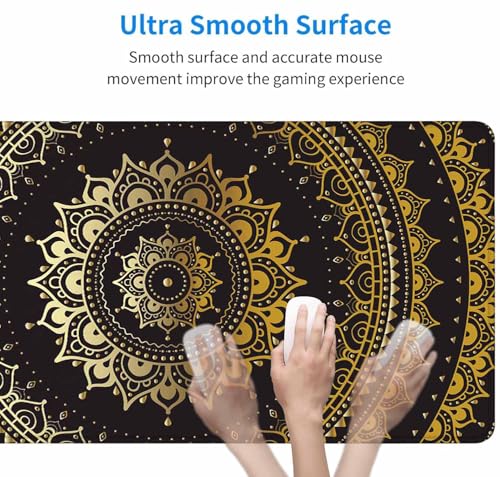 Large Extended Gaming Mouse Pad with Stitched Edges, Non-Slip Waterproof Rubber Base Mouse Pad for Office, Computer, Keyboard, Laptop and Home Desk Pad 31.5X15.7 Inch Mandala Pattern - color: Mandala Pattern, size: 31.5L x 15.7W inches